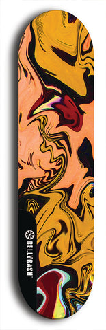 Skateboard deck: Limited edition, North American maple skateboard deck designed by underground artist BellyRash - available widths 7.5 to 8.5 inches in both mellow concave and steep concave shapes. Artwork: ABEX LIQUID brand popsicle-shaped with a multi-colored swirling patterned background