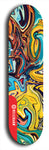 Skateboard deck: Limited edition, North American maple skateboard deck designed by underground artist BellyRash - available widths 7.5 to 8.5 inches in both mellow concave and steep concave shapes. Artwork: ABEX LIQUID brand popsicle-shaped with a multi-colored swirling patterned background