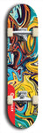 Skateboard deck: Limited edition, North American maple skateboard deck designed by underground artist BellyRash - available widths 7.5 to 8.5 inches in both mellow concave and steep concave shapes. Artwork: ABEX LIQUID brand popsicle-shaped with a multi-colored swirling patterned background