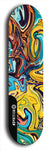 Skateboard deck: Limited edition, North American maple skateboard deck designed by underground artist BellyRash - available widths 7.5 to 8.5 inches in both mellow concave and steep concave shapes. Artwork: ABEX LIQUID brand popsicle-shaped with a multi-colored swirling patterned background