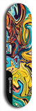 Skateboard deck: Limited edition, North American maple skateboard deck designed by underground artist BellyRash - available widths 7.5 to 8.5 inches in both mellow concave and steep concave shapes. Artwork: ABEX LIQUID brand popsicle-shaped with a multi-colored swirling patterned background