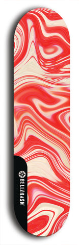 Skateboard deck: Limited edition, North American maple skateboard deck designed by underground artist BellyRash - available widths 7.5 to 8.5 inches in both mellow concave and steep concave shapes. Artwork: ABEX LIQUID brand popsicle-shaped with a multi-colored swirling patterned background