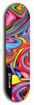 Skateboard deck: Limited edition, North American maple skateboard deck designed by underground artist BellyRash - available widths 7.5 to 8.5 inches in both mellow concave and steep concave shapes. Artwork: ABEX LIQUID brand popsicle-shaped with a multi-colored swirling patterned background