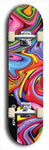 Skateboard deck: Limited edition, North American maple skateboard deck designed by underground artist BellyRash - available widths 7.5 to 8.5 inches in both mellow concave and steep concave shapes. Artwork: ABEX LIQUID brand popsicle-shaped with a multi-colored swirling patterned background