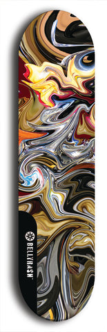 Skateboard deck: Limited edition, North American maple skateboard deck designed by underground artist BellyRash - available widths 7.5 to 8.5 inches in both mellow concave and steep concave shapes. Artwork: ABEX LIQUID brand popsicle-shaped with a multi-colored swirling patterned background