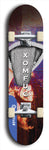 Skateboard deck: Limited edition, North American maple skateboard deck designed by underground artist BellyRash - available widths 7.5 to 8.5 inches in both mellow concave and steep concave shapes. Artwork: XOMFUG logo brand popsicle-shaped deck