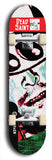 Skateboard deck: Limited edition, North American maple skateboard deck designed by underground artist BellyRash - available widths 7.5 to 8.5 inches in both mellow concave and steep concave shapes. Artwork: DEAD SAINT logo brand popsicle-shaped deck 