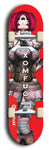 Skateboard deck: Limited edition, North American maple skateboard deck designed by underground artist BellyRash - available widths 7.5 to 8.5 inches in both mellow concave and steep concave shapes. Artwork: XOMFUG logo brand popsicle-shaped deck