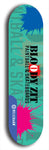 Skateboard deck: Limited edition, North American maple skateboard deck designed by underground artist BellyRash - available widths 7.5 to 8.5 inches in both mellow concave and steep concave shapes. Artwork: BLOODY ZIT logo brand popsicle-shaped deck with big BLOODY ZIT LOGO