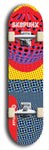 Skateboard deck: Limited edition, North American maple skateboard deck designed by underground artist BellyRash - available widths 7.5 to 8.5 inches in both mellow concave and steep concave shapes. Artwork: SK8PUNX logo brand popsicle-shaped deck