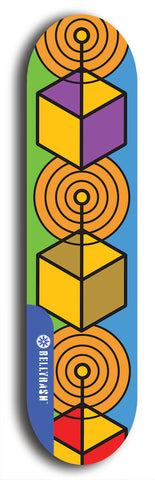 Skateboard deck: Limited edition, North American maple skateboard deck designed by underground artist BellyRash - available widths 7.5 to 8.5 inches in both mellow concave and steep concave shapes. Artwork: TYPE 1 logo brand popsicle-shaped deck