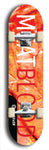 Limited edition, North American maple skateboard deck designed by underground artist BellyRash - available widths 7.5 to 8.5 inches in both mellow concave and steep concave shapes. Artwork: MEATBOOGER brand popsicle-shaped with large word logo on a multi-colored patterned background