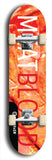 Limited edition, North American maple skateboard deck designed by underground artist BellyRash - available widths 7.5 to 8.5 inches in both mellow concave and steep concave shapes. Artwork: MEATBOOGER brand popsicle-shaped with large word logo on a multi-colored patterned background