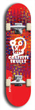 Skateboard deck: Limited edition, North American maple skateboard deck designed by underground artist BellyRash - available widths 7.5 to 8.5 inches in both mellow concave and steep concave shapes. Artwork: GRAFFITI SKULLZ logo brand popsicle-shaped deck with graffiti or street art background