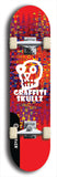 Skateboard deck: Limited edition, North American maple skateboard deck designed by underground artist BellyRash - available widths 7.5 to 8.5 inches in both mellow concave and steep concave shapes. Artwork: GRAFFITI SKULLZ logo brand popsicle-shaped deck with graffiti or street art background