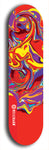 Limited edition, North American maple skateboard deck designed by underground artist BellyRash - available widths 7.5 to 8.5 inches in both mellow concave and steep concave shapes. Artwork: ABEX LIQUID brand popsicle-shaped with a multi-colored swirling patterned background