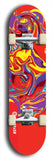 Limited edition, North American maple skateboard deck designed by underground artist BellyRash - available widths 7.5 to 8.5 inches in both mellow concave and steep concave shapes. Artwork: ABEX LIQUID brand popsicle-shaped with a multi-colored swirling patterned background