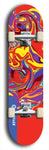 Limited edition, North American maple skateboard deck designed by underground artist BellyRash - available widths 7.5 to 8.5 inches in both mellow concave and steep concave shapes. Artwork: ABEX LIQUID brand popsicle-shaped with a multi-colored swirling patterned background