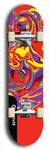 Limited edition, North American maple skateboard deck designed by underground artist BellyRash - available widths 7.5 to 8.5 inches in both mellow concave and steep concave shapes. Artwork: ABEX LIQUID brand popsicle-shaped with a multi-colored swirling patterned background