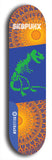 Skateboard deck: Limited edition, North American maple skateboard deck designed by underground artist BellyRash - available widths 7.5 to 8.5 inches in both mellow concave and steep concave shapes. Artwork: SK8PUNX logo brand popsicle-shaped deck