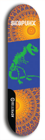 Skateboard deck: Limited edition, North American maple skateboard deck designed by underground artist BellyRash - available widths 7.5 to 8.5 inches in both mellow concave and steep concave shapes. Artwork: SK8PUNX logo brand popsicle-shaped deck