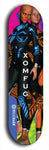 Skateboard deck: Limited edition, North American maple skateboard deck designed by underground artist BellyRash - available widths 7.5 to 8.5 inches in both mellow concave and steep concave shapes. Artwork: XOMFUG logo brand popsicle-shaped deck