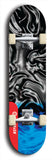 Skateboard deck: Limited edition, North American maple skateboard deck designed by underground artist BellyRash - available widths 7.5 to 8.5 inches in both mellow concave and steep concave shapes. Artwork: ABEX LIQUID brand popsicle-shaped with a multi-colored swirling patterned background