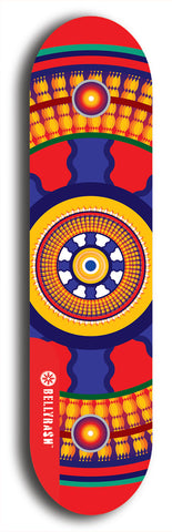 Skateboard deck: Limited edition, North American maple skateboard deck designed by underground artist BellyRash - available widths 7.5 to 8.5 inches in both mellow concave and steep concave shapes. Artwork: DHARMAMECHANIC logo brand popsicle-shaped deck 