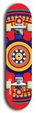 Skateboard deck: Limited edition, North American maple skateboard deck designed by underground artist BellyRash - available widths 7.5 to 8.5 inches in both mellow concave and steep concave shapes. Artwork: DHARMAMECHANIC logo brand popsicle-shaped deck 