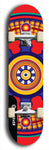 Skateboard deck: Limited edition, North American maple skateboard deck designed by underground artist BellyRash - available widths 7.5 to 8.5 inches in both mellow concave and steep concave shapes. Artwork: DHARMAMECHANIC logo brand popsicle-shaped deck 