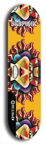 Skateboard deck: Limited edition, North American maple skateboard deck designed by underground artist BellyRash - available widths 7.5 to 8.5 inches in both mellow concave and steep concave shapes. Artwork: SK8PUNX logo brand popsicle-shaped deck