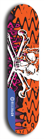 Skateboard deck: Limited edition, North American maple skateboard deck designed by underground artist BellyRash - available widths 7.5 to 8.5 inches in both mellow concave and steep concave shapes. Artwork: TYPE 1 logo brand popsicle-shaped deck