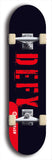 Skateboard deck: Limited edition, North American maple skateboard deck designed by underground artist BellyRash - available widths 7.5 to 8.5 inches in both mellow concave and steep concave shapes. Artwork: DEFYANT GIANT logo brand popsicle-shaped deck