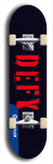 Skateboard deck: Limited edition, North American maple skateboard deck designed by underground artist BellyRash - available widths 7.5 to 8.5 inches in both mellow concave and steep concave shapes. Artwork: DEFYANT GIANT logo brand popsicle-shaped deck