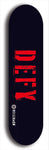 Skateboard deck: Limited edition, North American maple skateboard deck designed by underground artist BellyRash - available widths 7.5 to 8.5 inches in both mellow concave and steep concave shapes. Artwork: DEFYANT GIANT logo brand popsicle-shaped deck