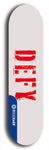 Skateboard deck: Limited edition, North American maple skateboard deck designed by underground artist BellyRash - available widths 7.5 to 8.5 inches in both mellow concave and steep concave shapes. Artwork: DEFYANT GIANT logo brand popsicle-shaped deck