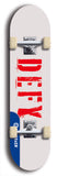 Skateboard deck: Limited edition, North American maple skateboard deck designed by underground artist BellyRash - available widths 7.5 to 8.5 inches in both mellow concave and steep concave shapes. Artwork: DEFYANT GIANT logo brand popsicle-shaped deck