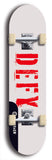 Skateboard deck: Limited edition, North American maple skateboard deck designed by underground artist BellyRash - available widths 7.5 to 8.5 inches in both mellow concave and steep concave shapes. Artwork: DEFYANT GIANT logo brand popsicle-shaped deck