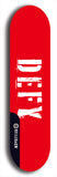 Skateboard deck: Limited edition, North American maple skateboard deck designed by underground artist BellyRash - available widths 7.5 to 8.5 inches in both mellow concave and steep concave shapes. Artwork: DEFYANT GIANT logo brand popsicle-shaped deck