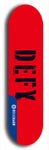 Skateboard deck: Limited edition, North American maple skateboard deck designed by underground artist BellyRash - available widths 7.5 to 8.5 inches in both mellow concave and steep concave shapes. Artwork: DEFYANT GIANT logo brand popsicle-shaped deck