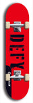 Skateboard deck: Limited edition, North American maple skateboard deck designed by underground artist BellyRash - available widths 7.5 to 8.5 inches in both mellow concave and steep concave shapes. Artwork: DEFYANT GIANT logo brand popsicle-shaped deck