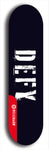 Skateboard deck: Limited edition, North American maple skateboard deck designed by underground artist BellyRash - available widths 7.5 to 8.5 inches in both mellow concave and steep concave shapes. Artwork: DEFYANT GIANT logo brand popsicle-shaped deck