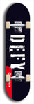 Skateboard deck: Limited edition, North American maple skateboard deck designed by underground artist BellyRash - available widths 7.5 to 8.5 inches in both mellow concave and steep concave shapes. Artwork: DEFYANT GIANT logo brand popsicle-shaped deck