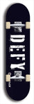 Skateboard deck: Limited edition, North American maple skateboard deck designed by underground artist BellyRash - available widths 7.5 to 8.5 inches in both mellow concave and steep concave shapes. Artwork: DEFYANT GIANT logo brand popsicle-shaped deck