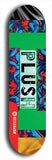 Skateboard deck: Limited edition, North American maple skateboard deck designed by underground artist BellyRash - available widths 7.5 to 8.5 inches in both mellow concave and steep concave shapes. Artwork: PLUSH logo brand popsicle-shaped deck