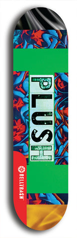 Skateboard deck: Limited edition, North American maple skateboard deck designed by underground artist BellyRash - available widths 7.5 to 8.5 inches in both mellow concave and steep concave shapes. Artwork: PLUSH logo brand popsicle-shaped deck