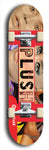 Skateboard deck: Limited edition, North American maple skateboard deck designed by underground artist BellyRash - available widths 7.5 to 8.5 inches in both mellow concave and steep concave shapes. Artwork: PLUSH logo brand popsicle-shaped deck