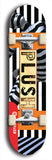 Skateboard deck: Limited edition, North American maple skateboard deck designed by underground artist BellyRash - available widths 7.5 to 8.5 inches in both mellow concave and steep concave shapes. Artwork: PLUSH logo brand popsicle-shaped deck