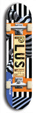 Skateboard deck: Limited edition, North American maple skateboard deck designed by underground artist BellyRash - available widths 7.5 to 8.5 inches in both mellow concave and steep concave shapes. Artwork: PLUSH logo brand popsicle-shaped deck