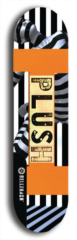 Skateboard deck: Limited edition, North American maple skateboard deck designed by underground artist BellyRash - available widths 7.5 to 8.5 inches in both mellow concave and steep concave shapes. Artwork: PLUSH logo brand popsicle-shaped deck